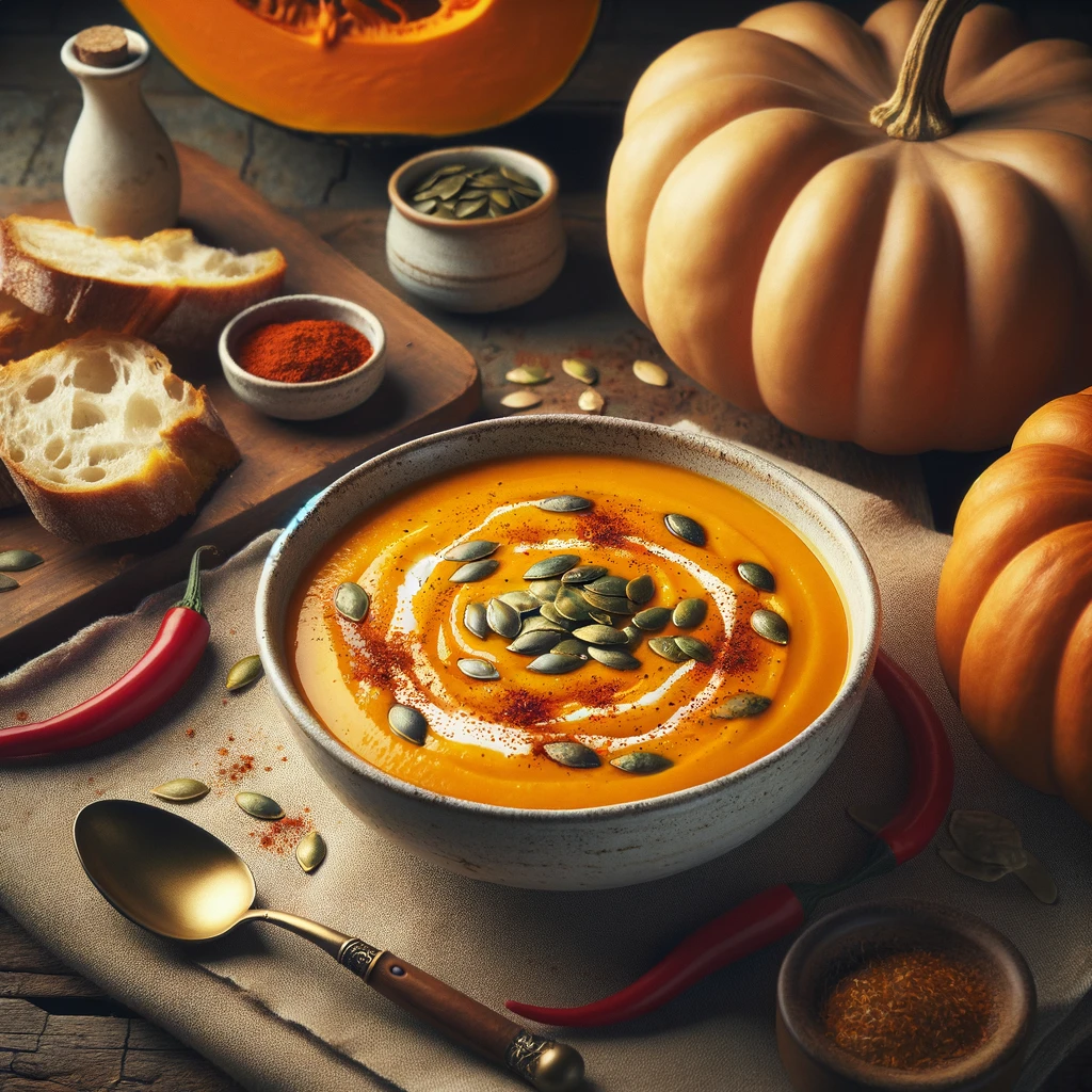 Paprika-Kürbis-Suppe mit Chili-Öl - ROTES-GOLD